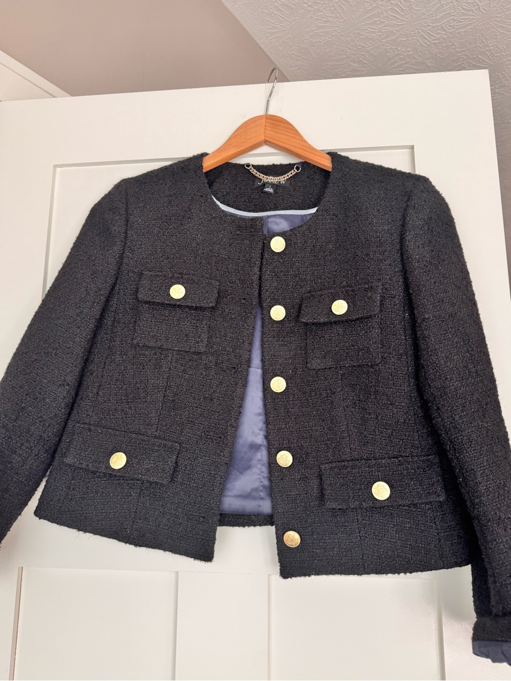 J.Crew black boucle cropped lady jacket